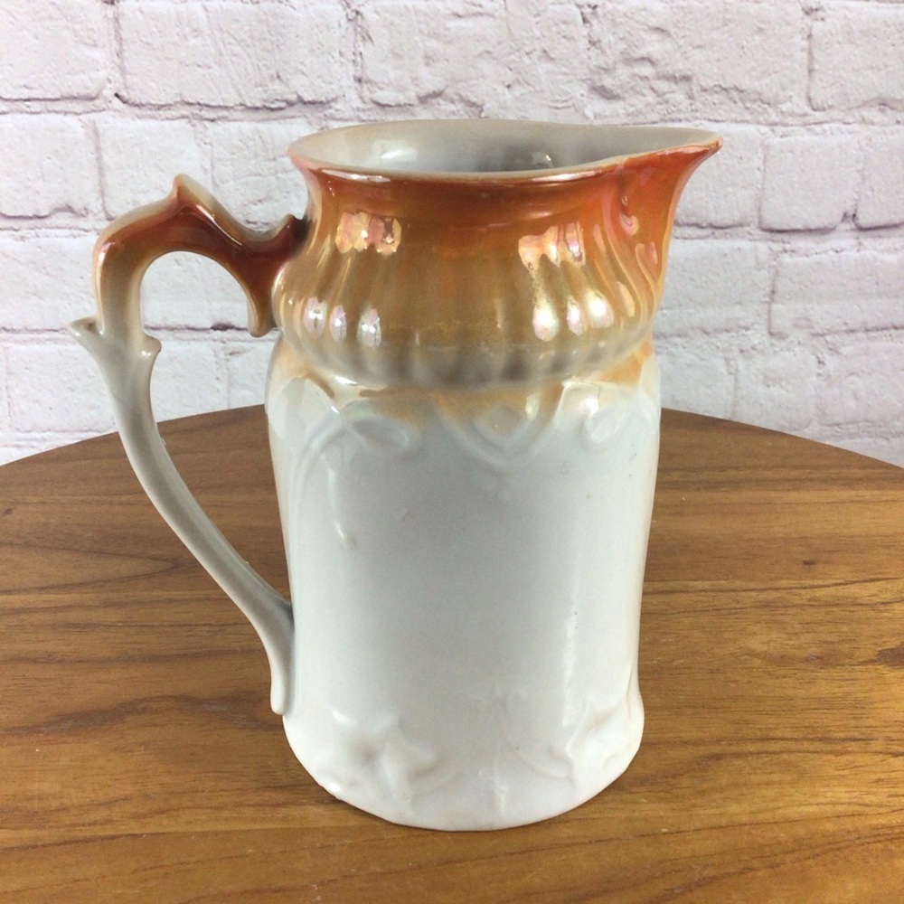 Vintage Bavaria RWC Floral Iridescent Ceramic Pitcher - Picture 2 of 9